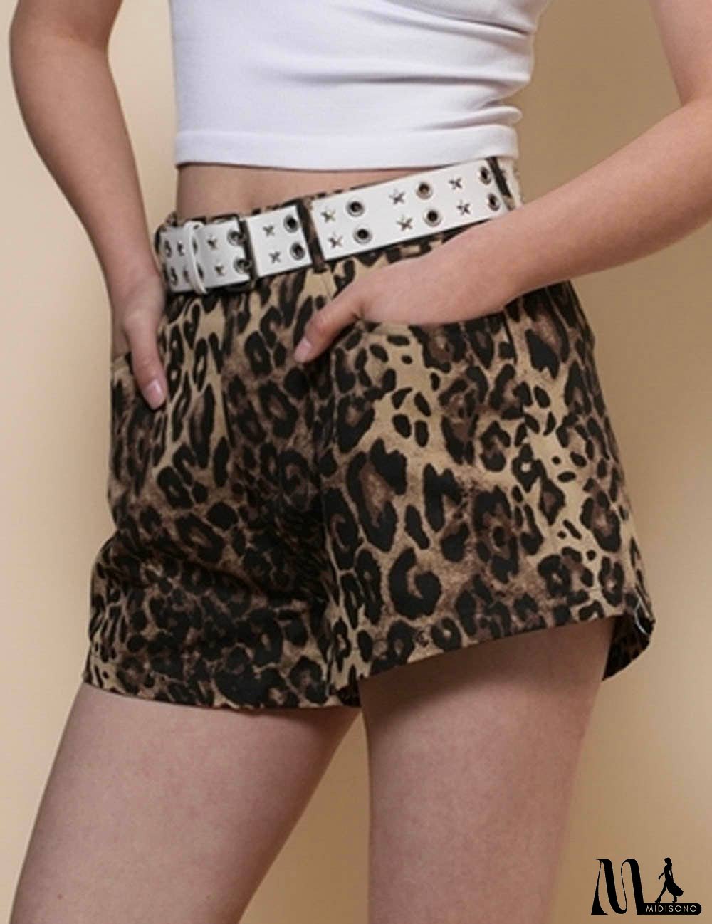 Ladies Everyday Leopard Denim Shorts SKS50102