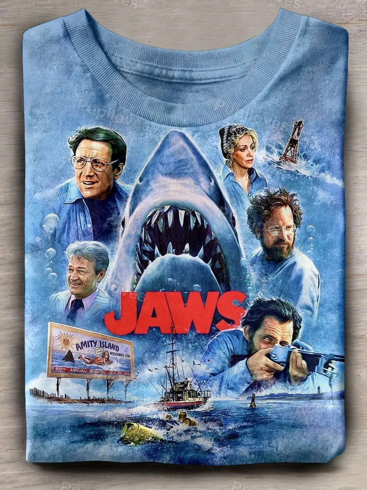 Pupiloves Pupiloves Jaws Movie Art Print T-shirt