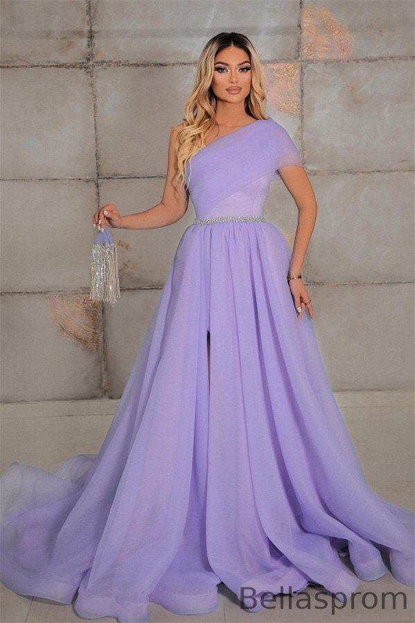 Bellasprom One Shoulder A-Line Prom Dress Beadings With Split On Sale Bellasprom