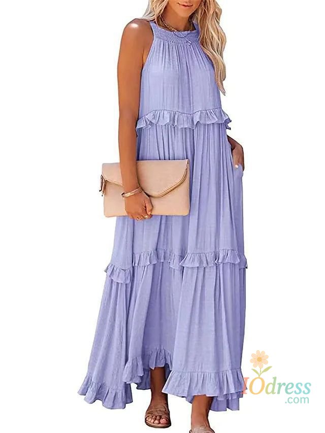 IO Dress Fitshinling Ruffles Party Long Dresses For Women Costume Sexy Sleeveless Maxi Dress Dance Wear A Line Boho Holiday Vestidos