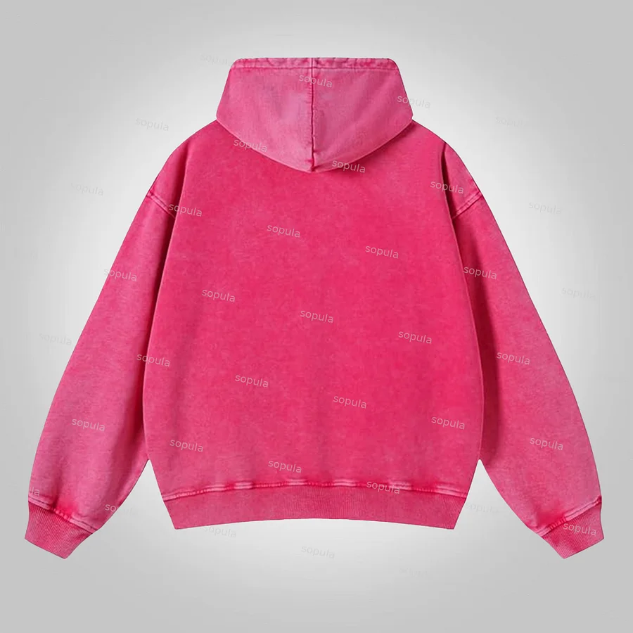 Sopula Vintage Pattern Print Washed Cotton Zip-Up Hoodie