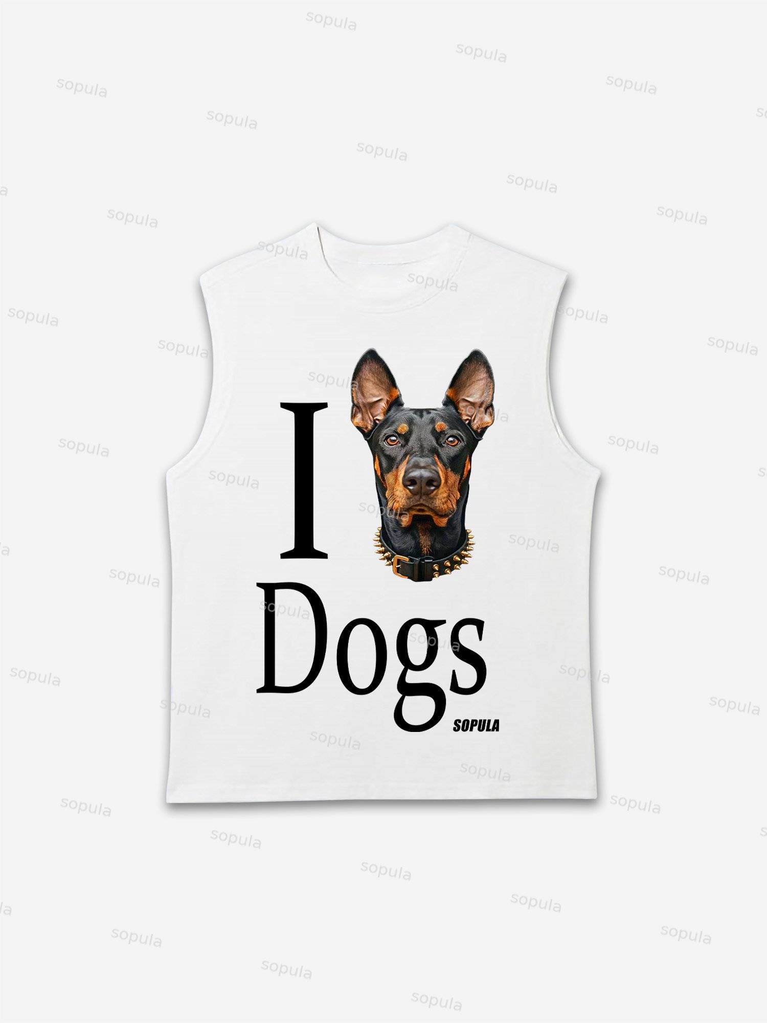 I Love Dogs Print Tank Top