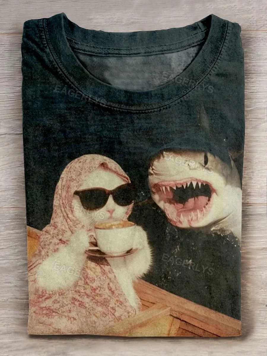 Eagerlys Life Me Funny Cat Print-3 T-shirt Eagerlys