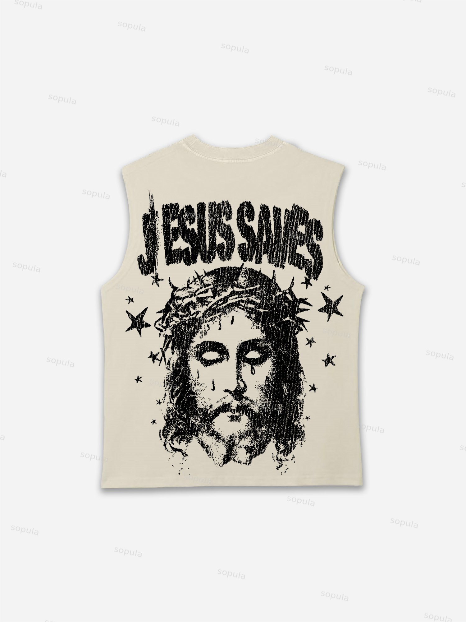 Jesus Saves Graphic Print Tank Top