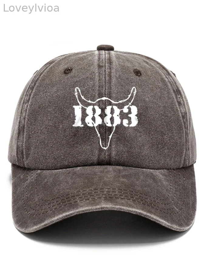 Distressed Washed Cotton Print Baseball Hat