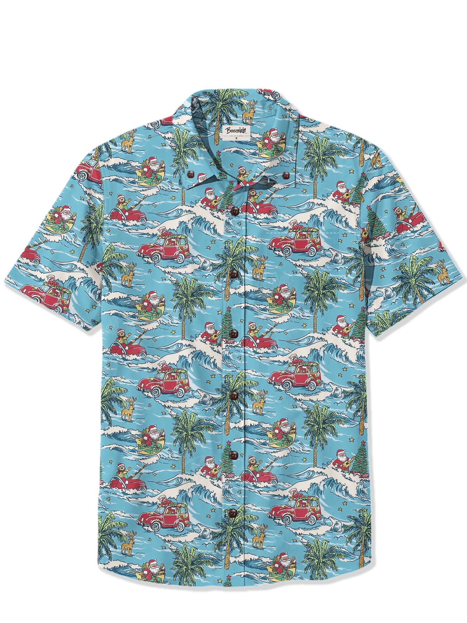 Christmas Santa Claus Surfing On The Beach - 100% Cotton Shirt