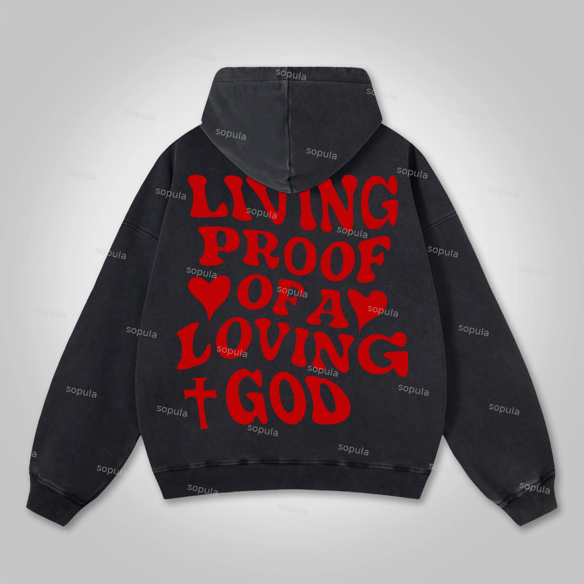 Sopula Living Proof Of A Loving God Graphic Washed Hoodie