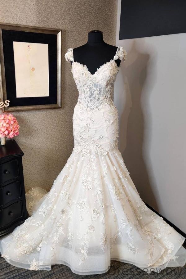 Dresseswow New Arrival Mermaid Sweetheart Backless Wedding Dress With Lace
