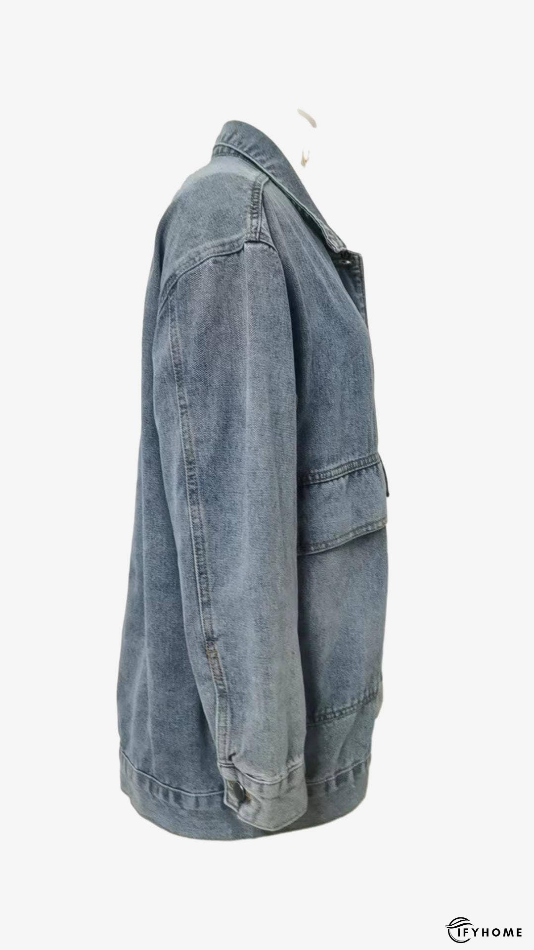 Retro Denim Long Sleeves Cargo Jacket With Pockets | IFYHOME