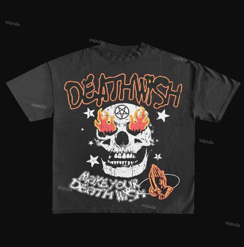 Street Deathwish Skull Print Short Sleeve T-Shirt