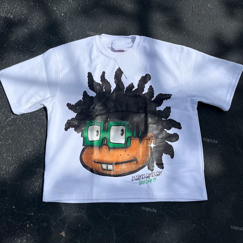 Vintage Cartoon Avatar Print Graphic Cotton T-Shirt