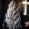 Fashion Ombre Black Light Gray Body Wave Wig 24-inch Curly Wave Long Wig 