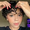 Glueless Fluffy Pixie Cut Short Curly Hair Wigs With Bangs 