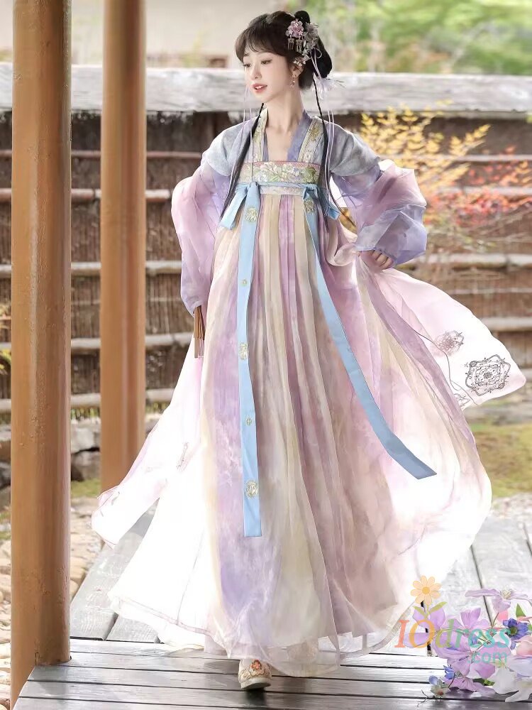 IO Dress Chinese Hanfu Dress Women Ancient Traditional Embroidery Purple Hanfu Female Halloween Cosplay Costume Party Hanfu Dress