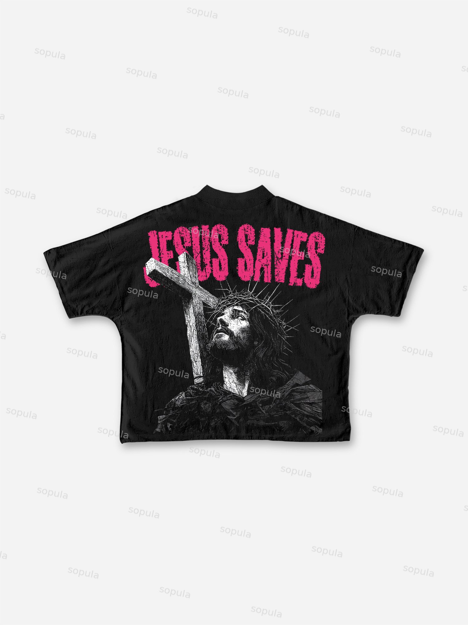 Jesus Save Graphic Print Cropped T-shirt