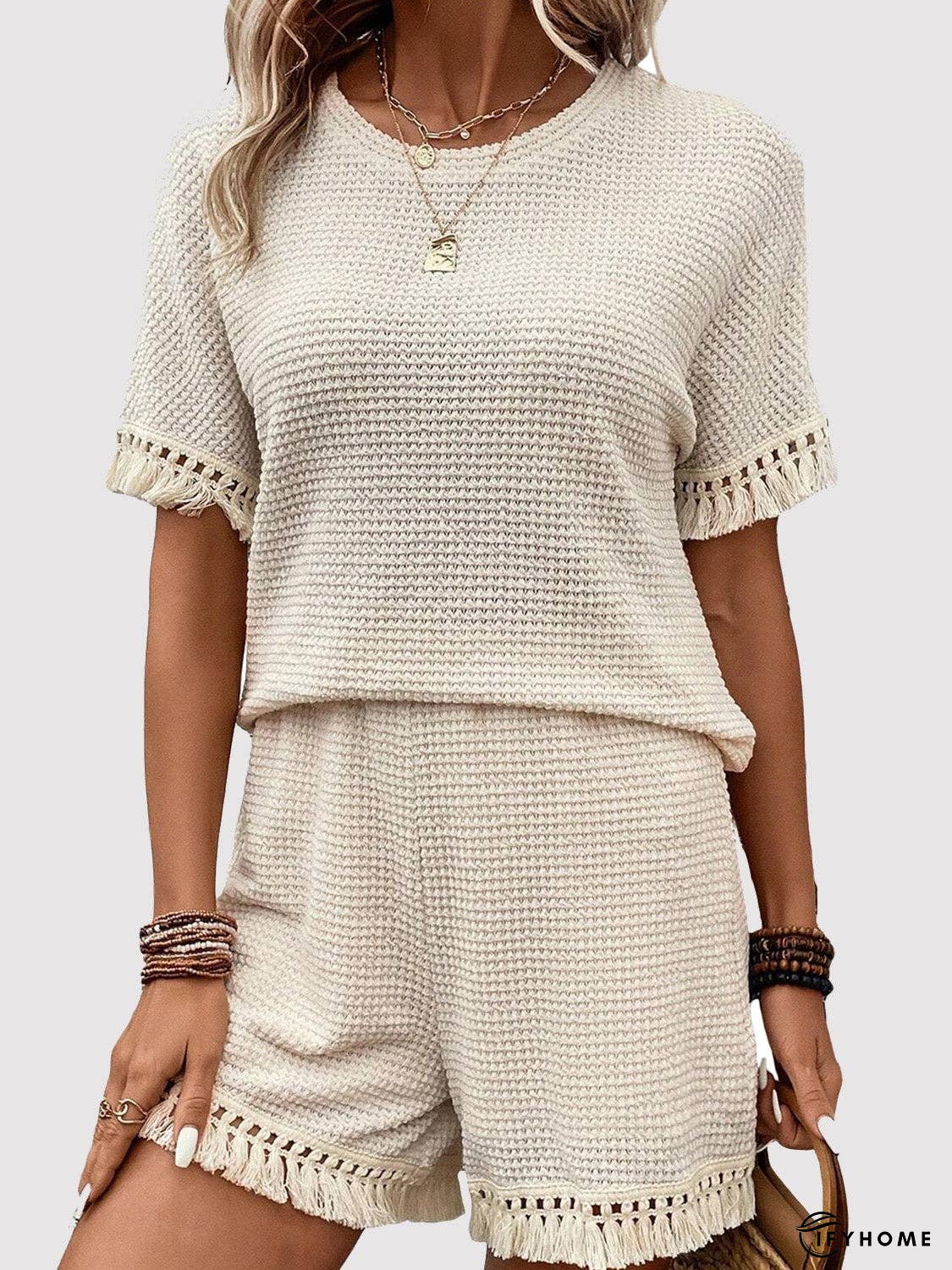 Tassel Round Neck Top and Shorts Set | IFYHOME