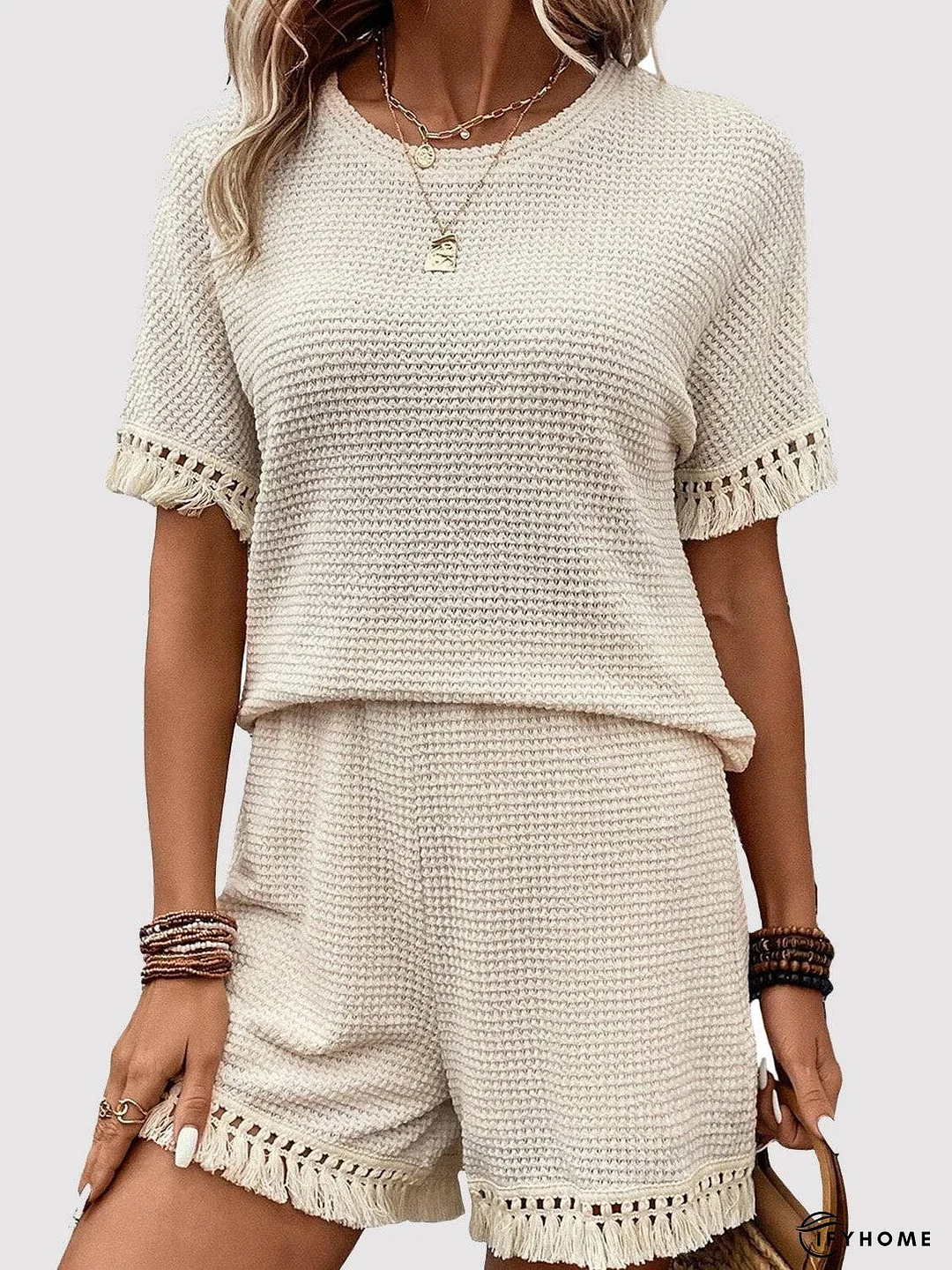 Tassel Round Neck Top and Shorts Set | IFYHOME