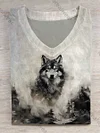 Unisex Ink Painting Wolf Abstract Print Design T-Shirt