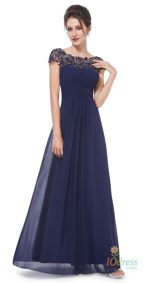 IO Dress Perspective Lace Open Back Chiffon Ruched Long Solid Color Evening Bridesmaid Dress IO Dress