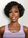 Natural Black / Brown Highlight Water Wave Pixie Cut Glueless Short Curly Wig