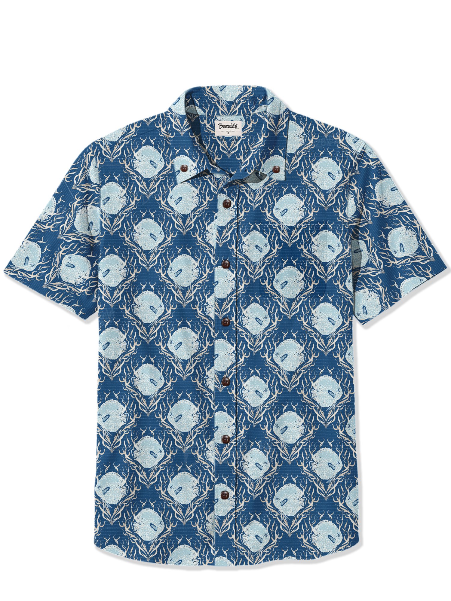 【Allyson Marie Ferri X Boozelele】Fish And Seaweed Print Design - 100% Cotton Shirt
