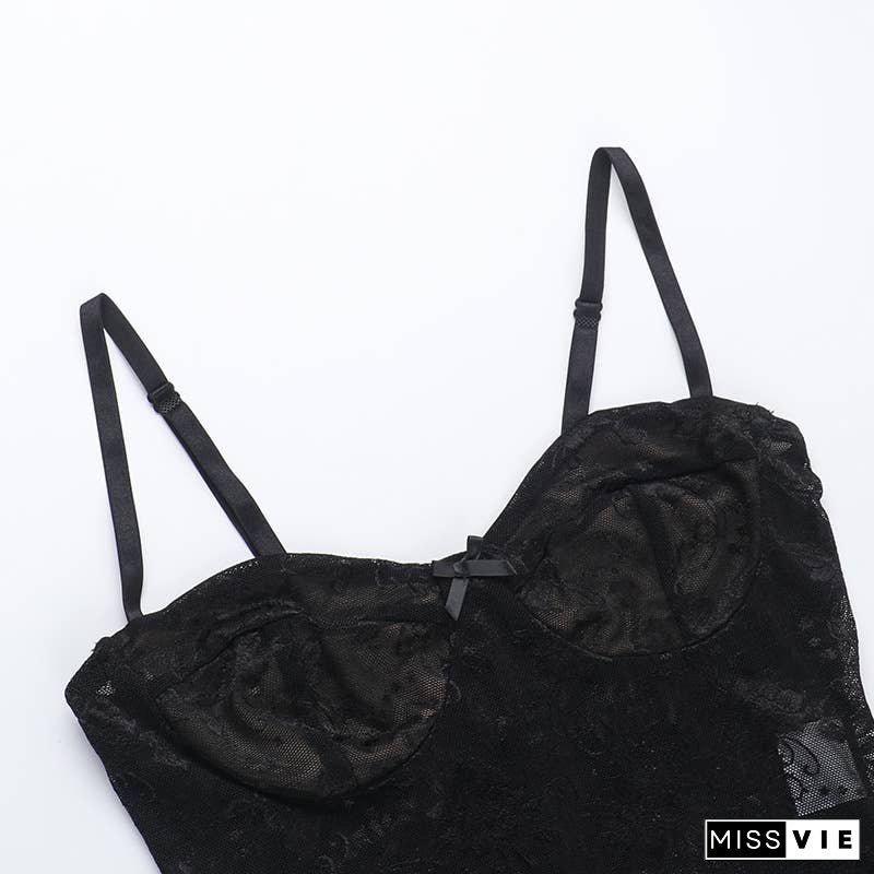 Sexy Lace Tank Top & Fitted Skirt Set