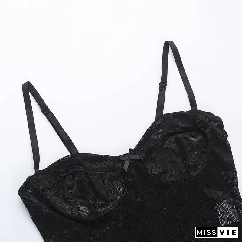Sexy Lace Tank Top & Fitted Skirt Set