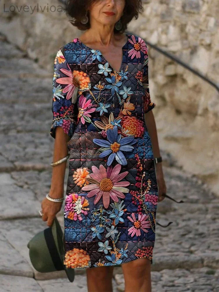 Women's Casual Loose Floral Print Long Dress(S-5XL)