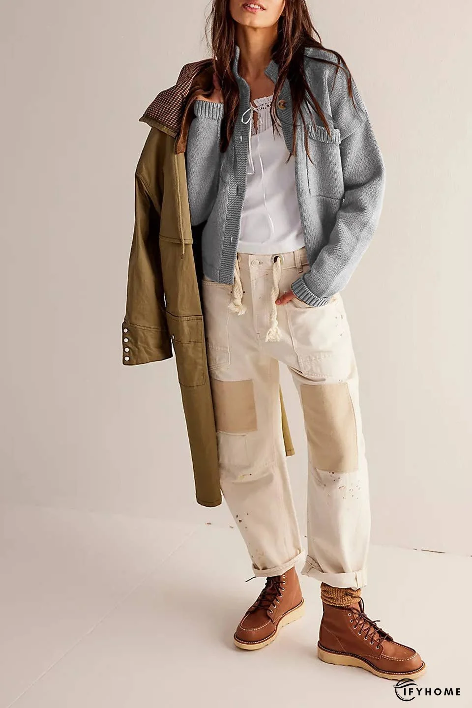 Feel Good Relaxed fit slouchy button down knit cardigan | IFYHOME