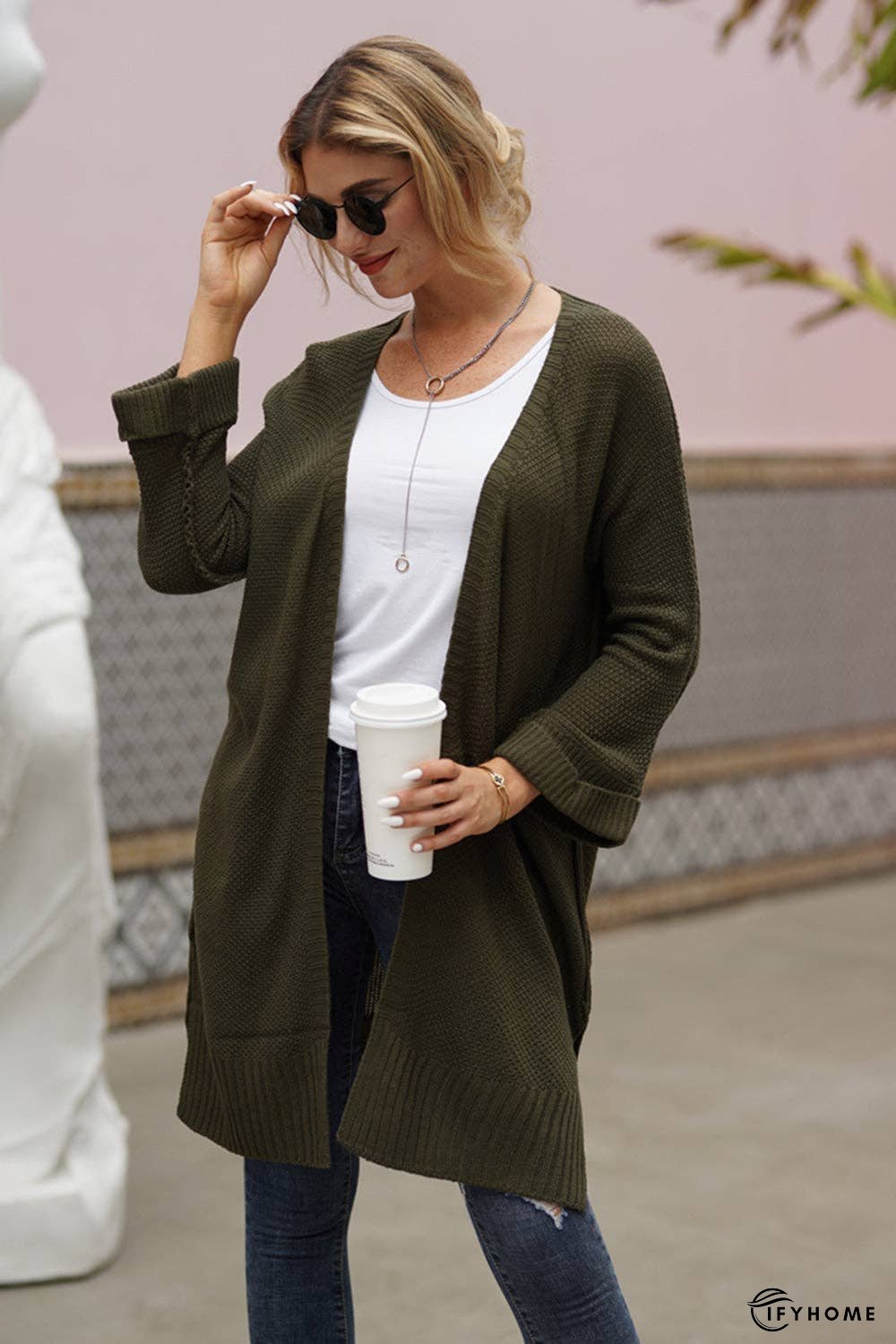 Open Front Long Sleeve Cardigan | IFYHOME