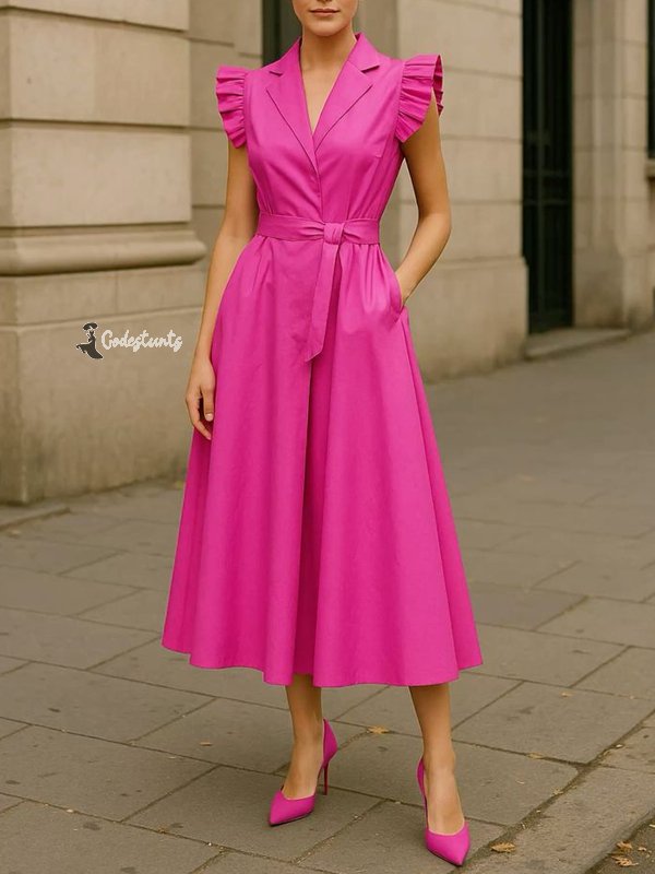 Temperament V-neck Waist Women's Dress