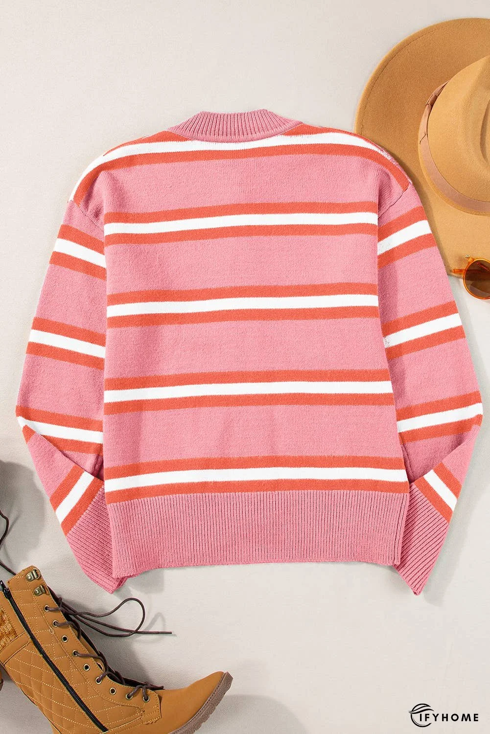 Stripe Drop Shoulder Buttons Cardigan Sweater | IFYHOME