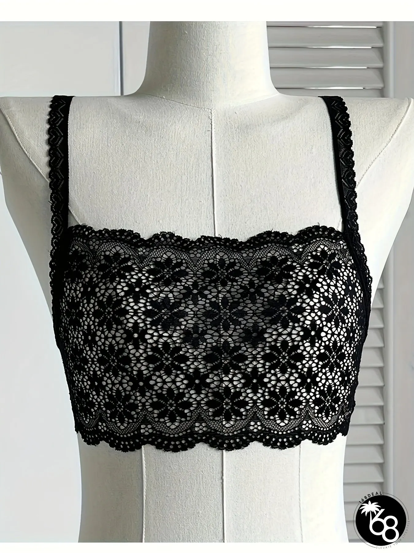 Womens Anti-Slip Strapless Camisole Top Front Back Closure Lace Trim Basic Solid Color | 168DEAL