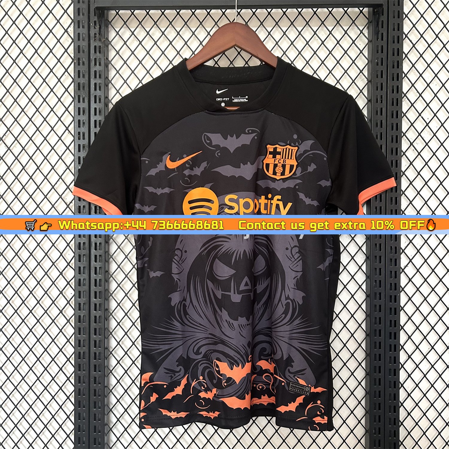 B.A.R.S.A 25-26 Halloween Pumpkin Silhouette Black Jersey - Fans Version