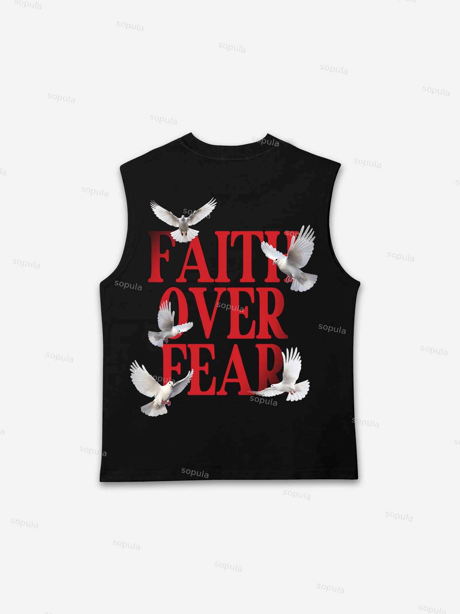 Men's Stylish Faith Over Fear Print Cotton Tank Top
