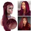 Brazilian Red Wine Color Hair Wigs With Baby Hair Burgundy Wig