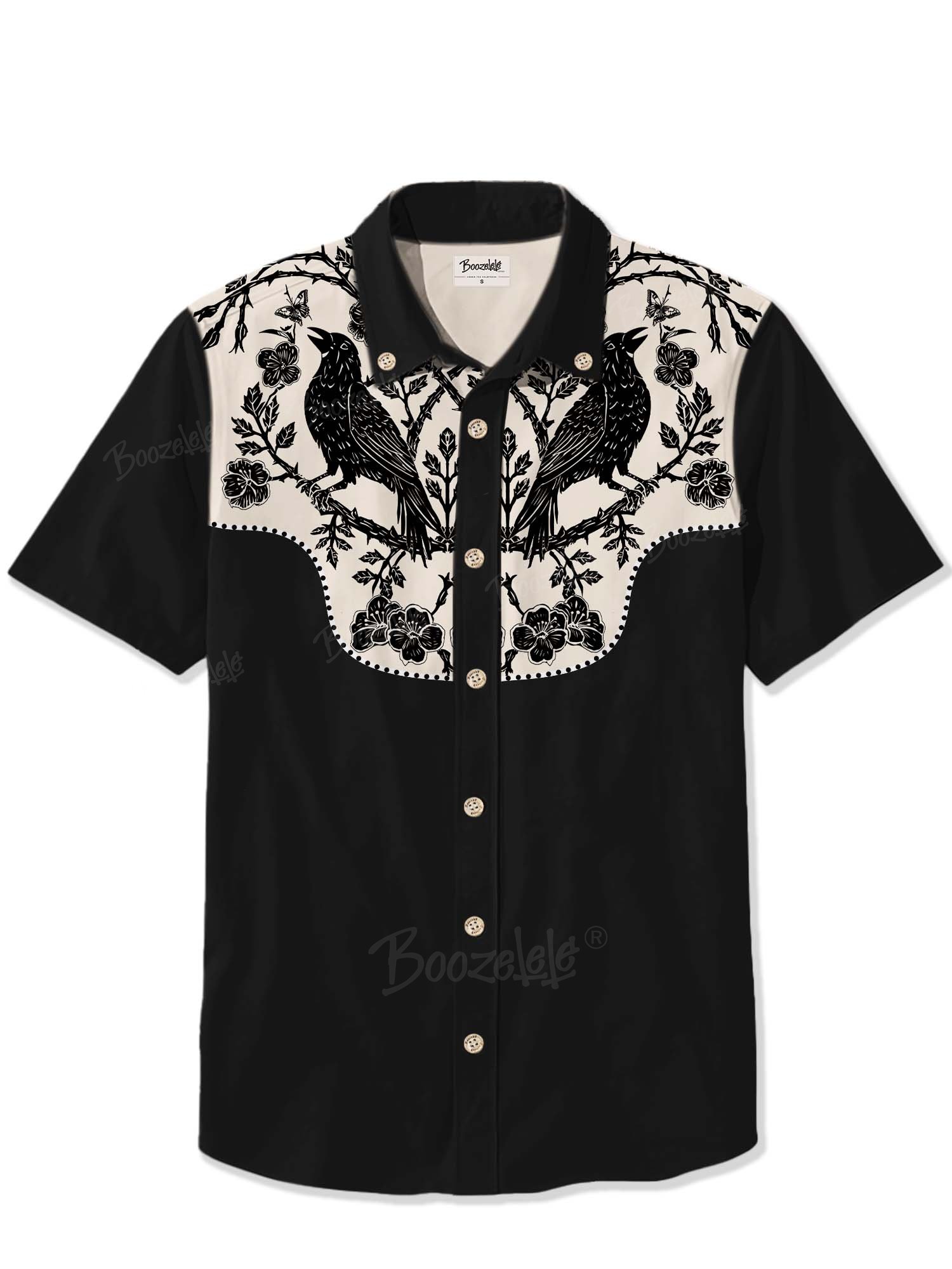 Crow And Flowers - 100% Cotton Shirt
