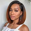 New Glueless Kinky Straight Black Gradient Light Brown Bob Wigs