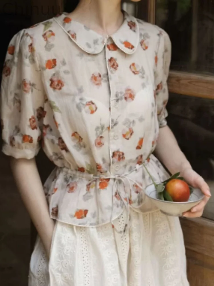 Rose Print Short Sleeve Shirt