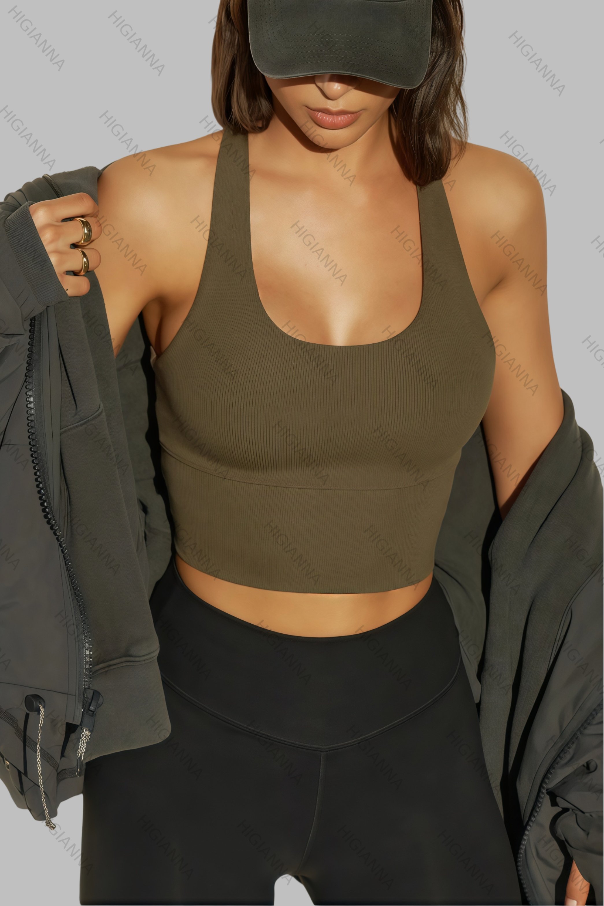 U Neck Ribbed Crop Tank - HIGIANNA&reg;