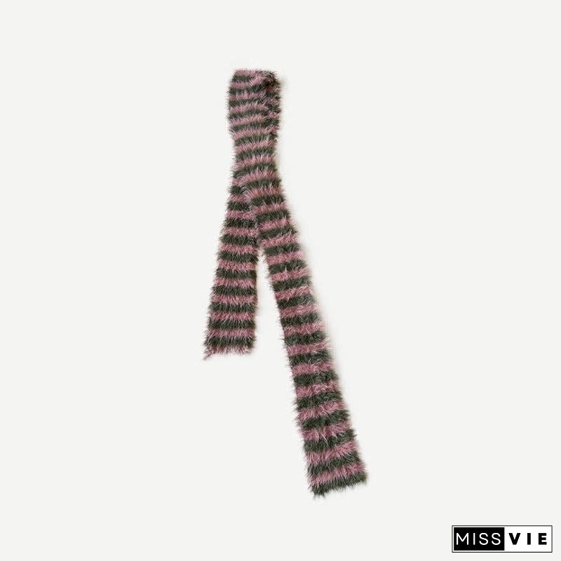 Ladies Soft Faux Mink Feel Stripe Scarf YW039