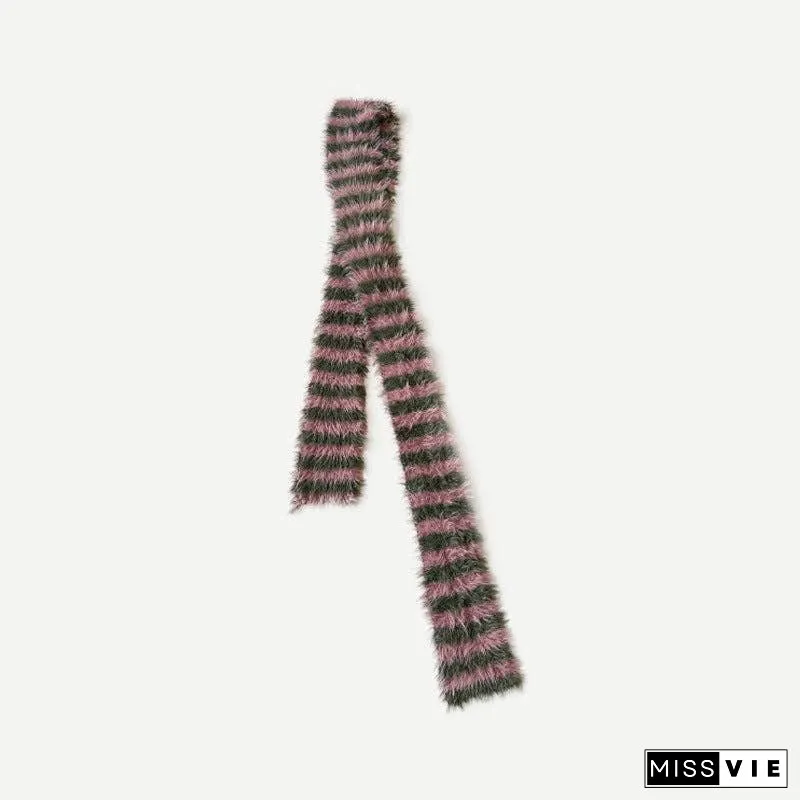 Ladies Soft Faux Mink Feel Stripe Scarf YW039