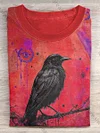 Unisex Halloween Raven Print Casual T-Shirt