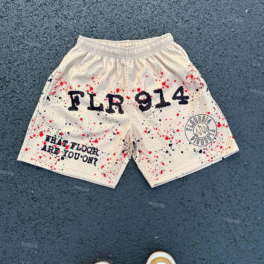 Sopula Vintage Street Flr914 Graphic Print Mesh Shorts