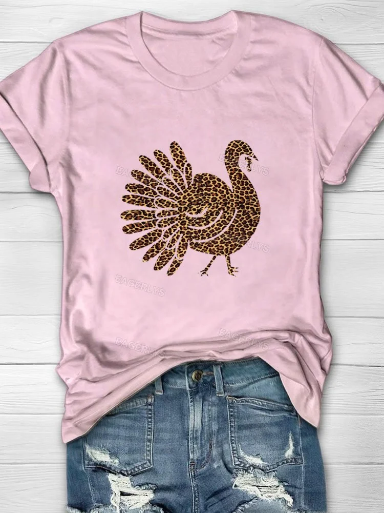 Eagerlys Leopard Turkey Turkey T-shirt Eagerlys