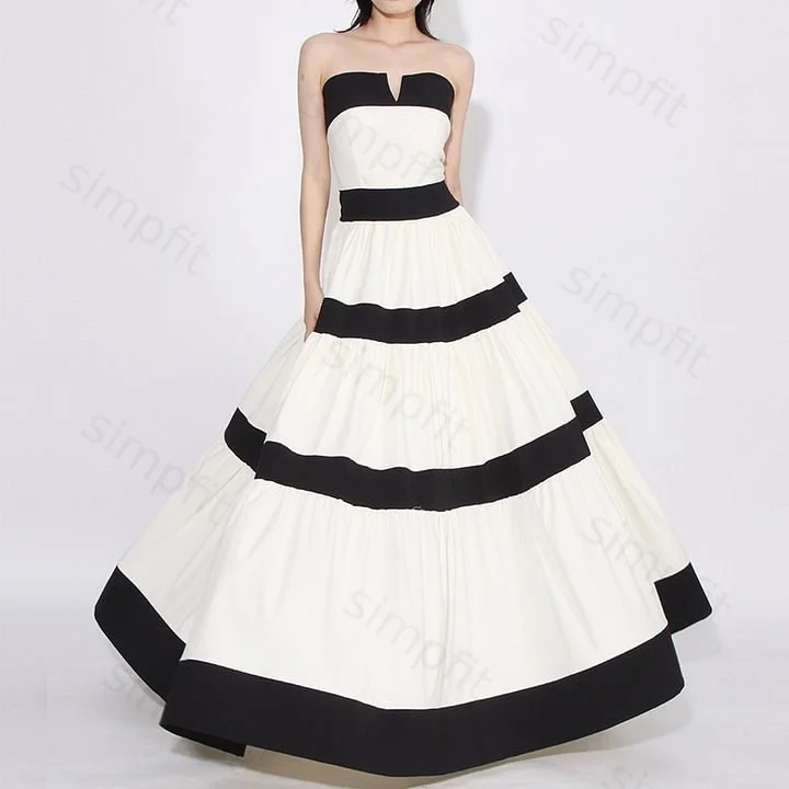 Simpfit Elegantes Maxikleid mit Tube-Top und gestreifter Schleife