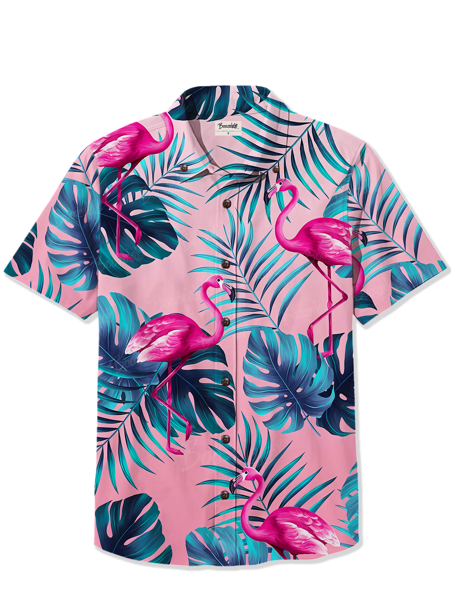 Tropical Palm Leaf Flamingo- 100% Cotton Shirt