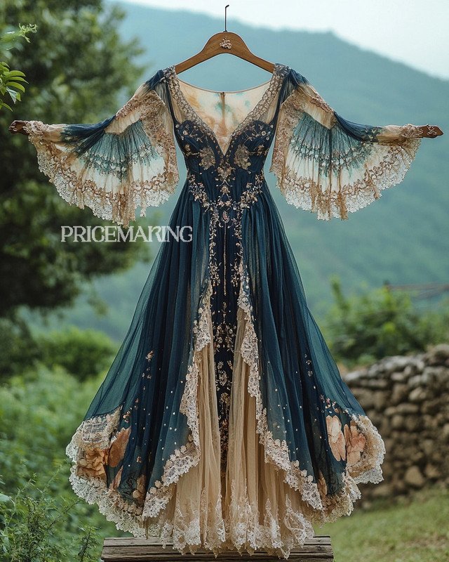 Summer Holiday Ruffle Lace Contrast Maxi Dress a263