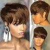 Glueless Black Gold Short Straight Bob Pixe Cut Hair