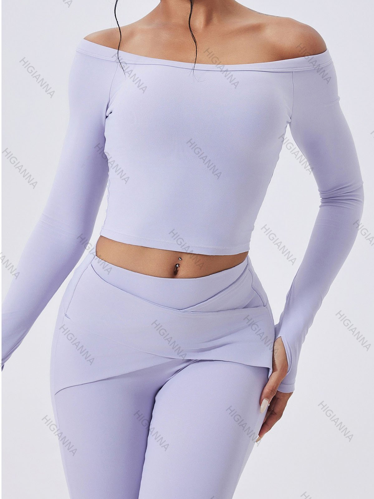 Off-Shoulder Cropped Long-Sleeve Top - HIGIANNA&reg;